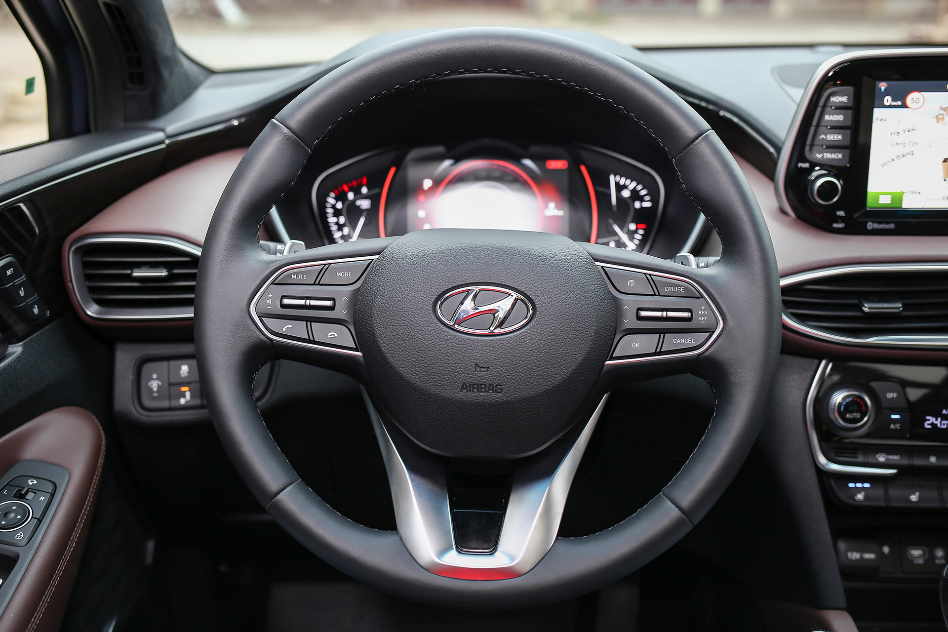 Front view of red Elantra Sport