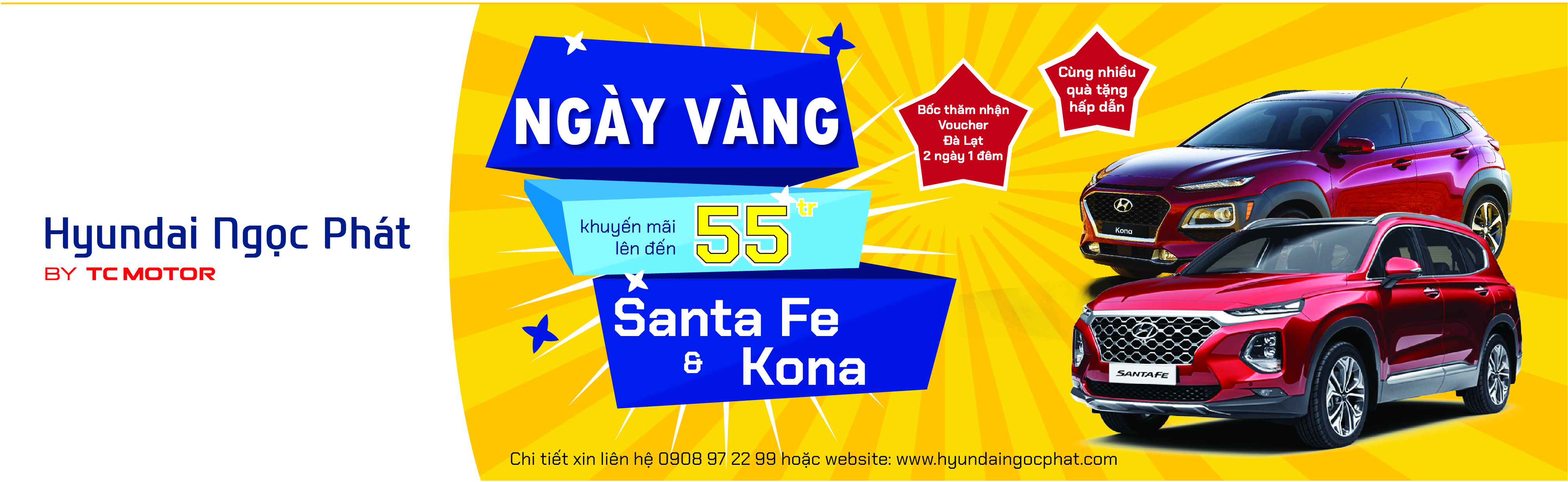 CHƯƠNG TRÌNH NGÀY VÀNG SANTAFE & KONA- GIÁ TRỊ LÊN ĐẾN 50TRIỆU TRONG 02 NGÀY 14-15/03/2020 DIỄN RA TẠI HIHA COFFEE TRẢNG BOM