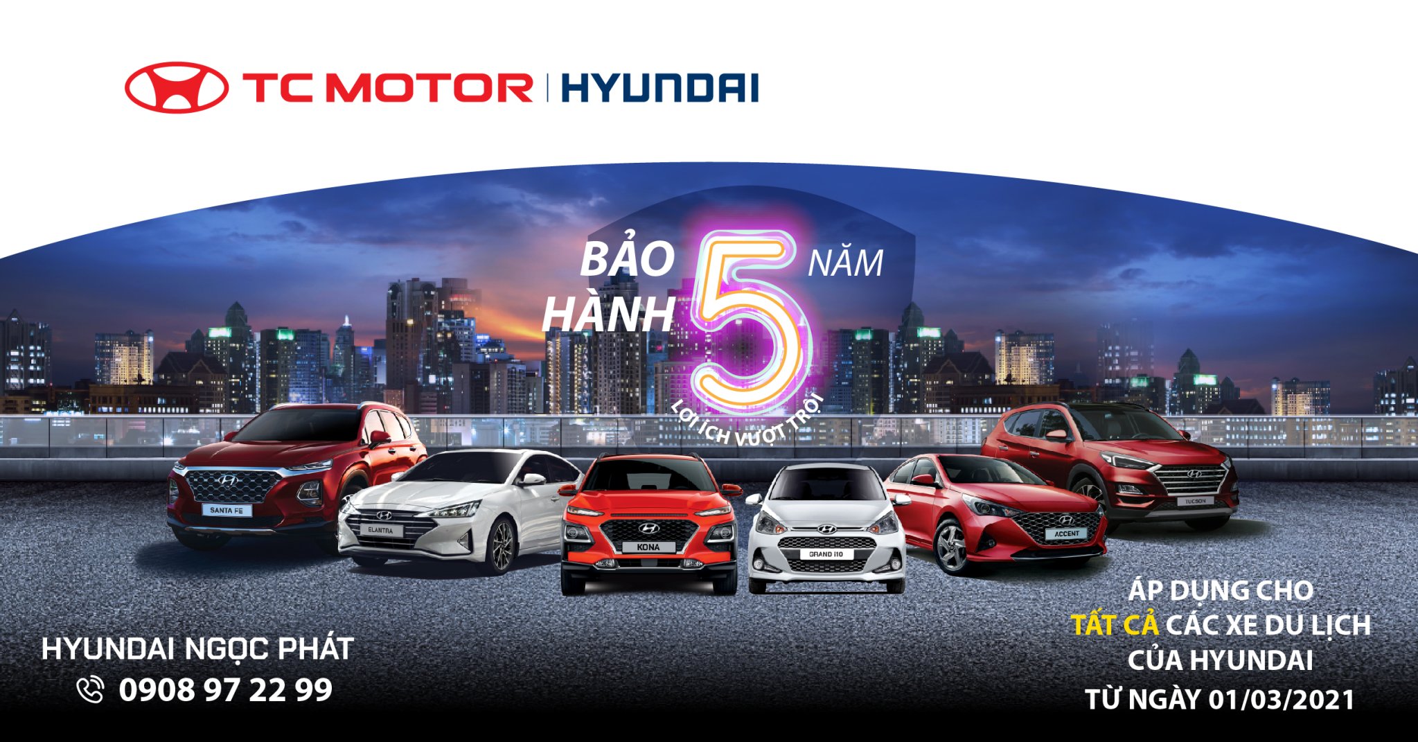 TC MOTOR NÂNG BẢO HÀNH 5 NĂM CHO CÁC MẪU XE DU LỊCH HYUNDAI