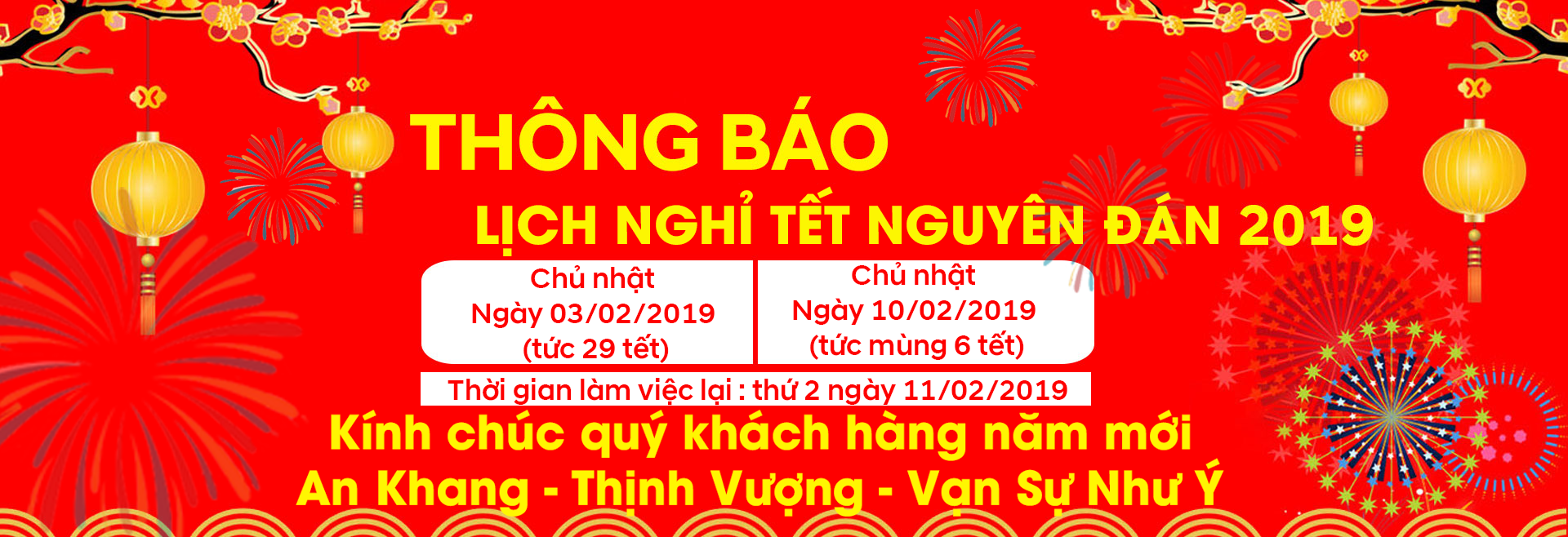 Thông báo nghĩ lễ Tết nguyên đán 2019